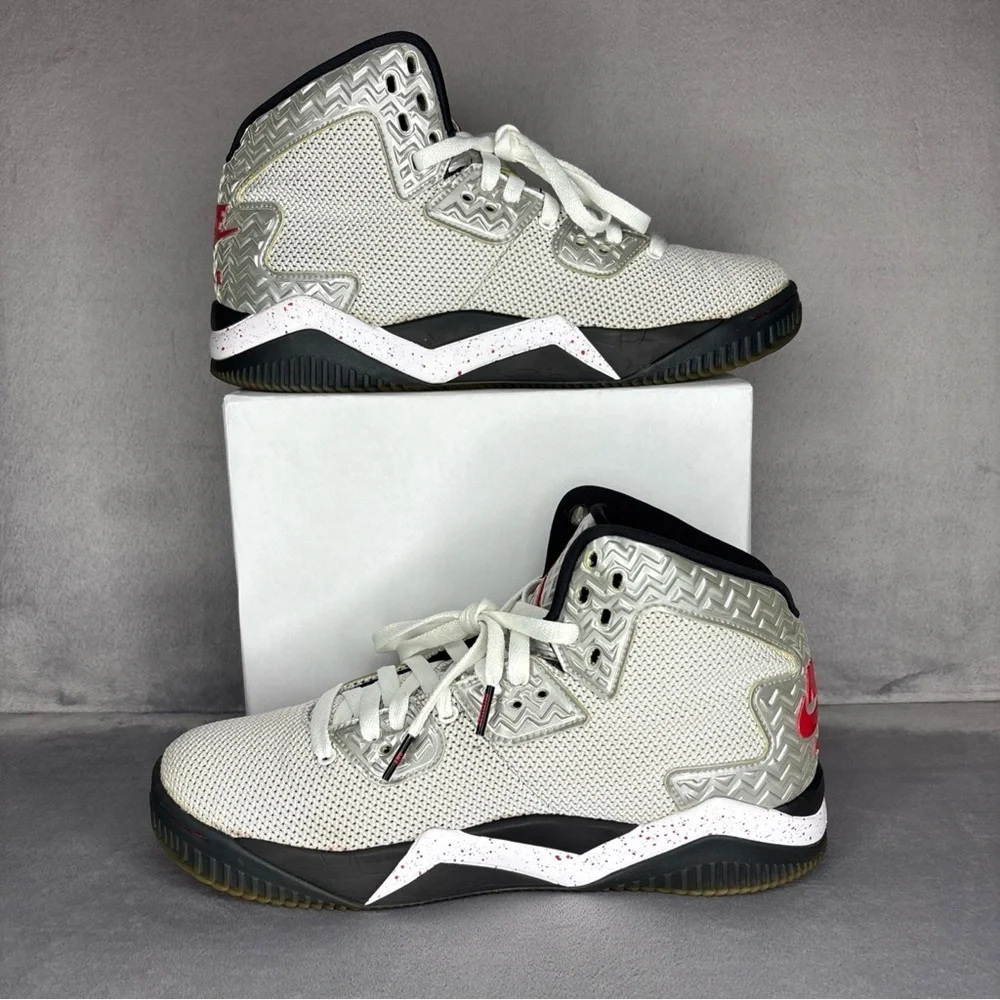 Nike Air Jordan Spike Forty White Cement Red Mid Top Sneakers Sz 9